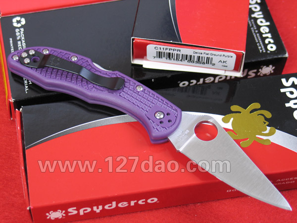美国蜘蛛SPYDERCO  C11FPPR紫色折刀  127名刀网