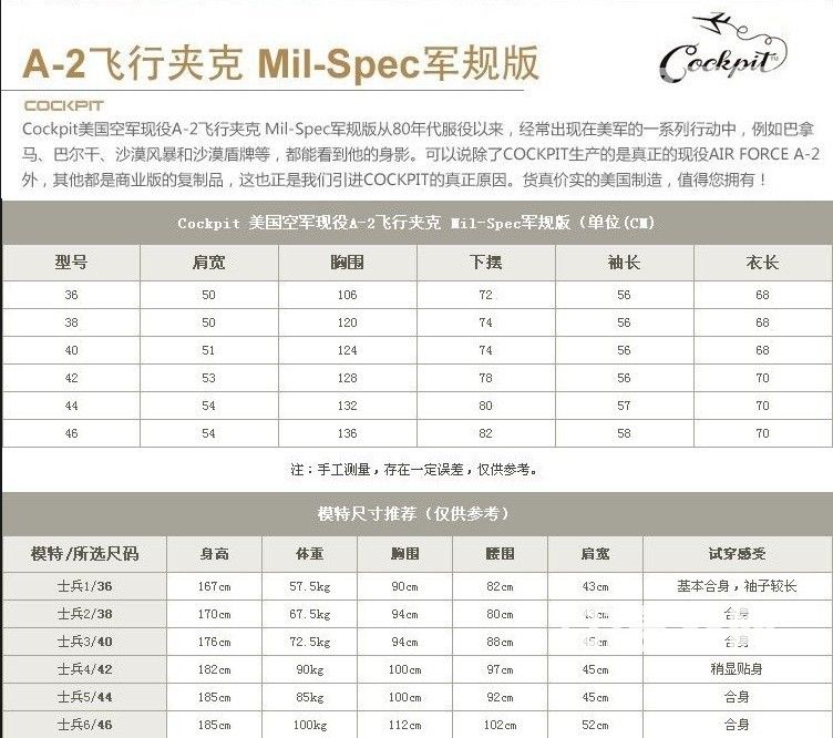 Cockpit 美军行政版A2皮衣