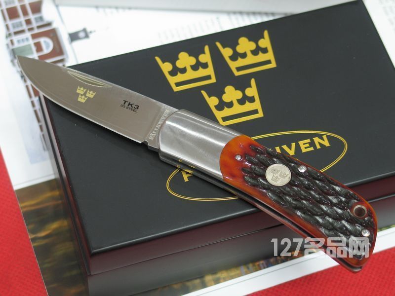 瑞典FK Fallkniven TK3JB 皇家手工野生黄牛骨柄礼盒折刀