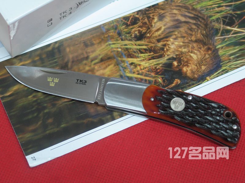 瑞典FK Fallkniven TK3JB 皇家手工野生黄牛骨柄礼盒折刀