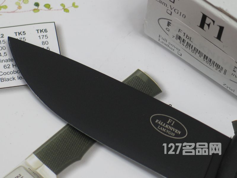 瑞典FK Fallkniven F1BL 黑色涂层皮鞘飞行员生存刀