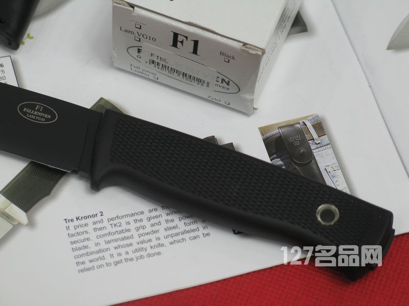 瑞典FK Fallkniven F1BL 黑色涂层皮鞘飞行员生存刀