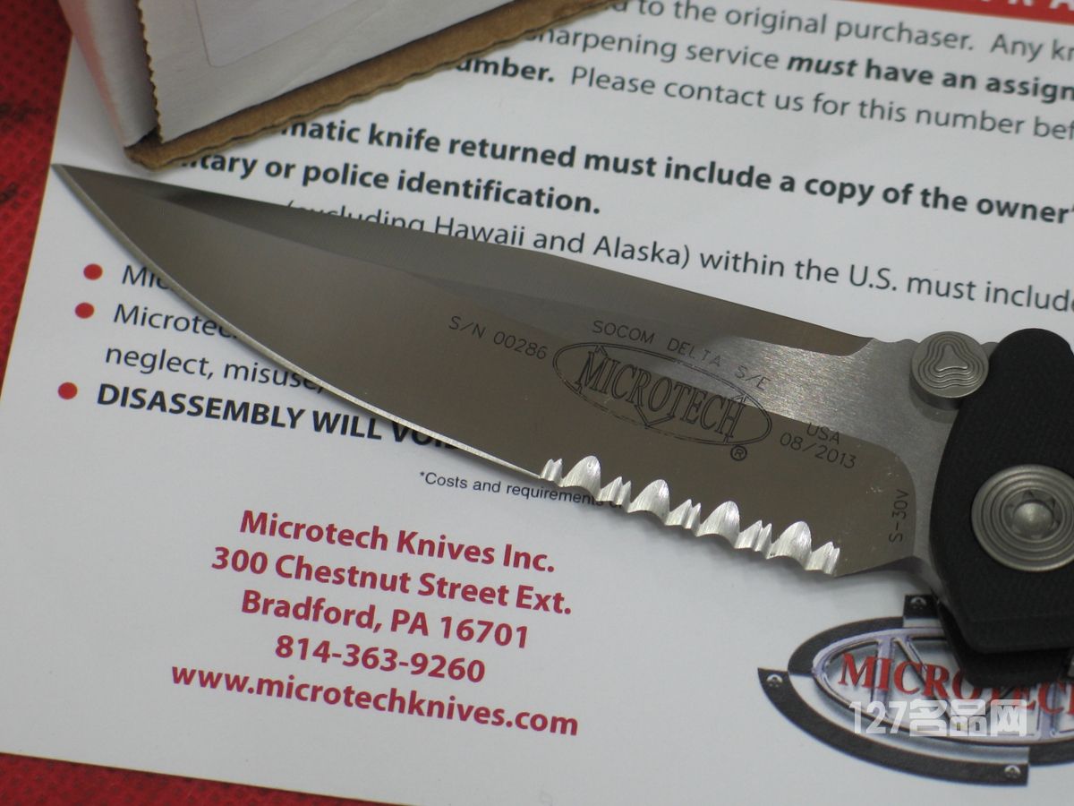 美国微技术MICROTECH 159-5半齿战术折刀