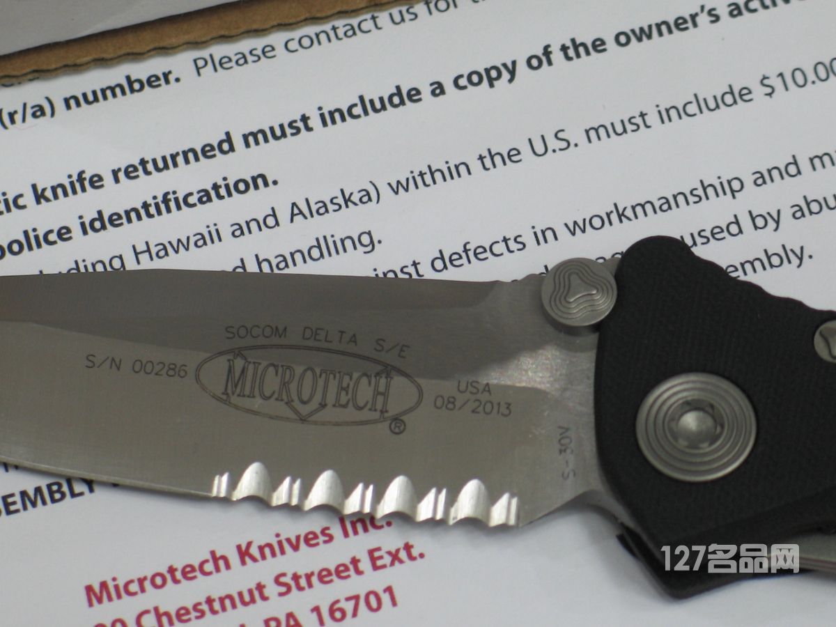 美国微技术MICROTECH 159-5半齿战术折刀
