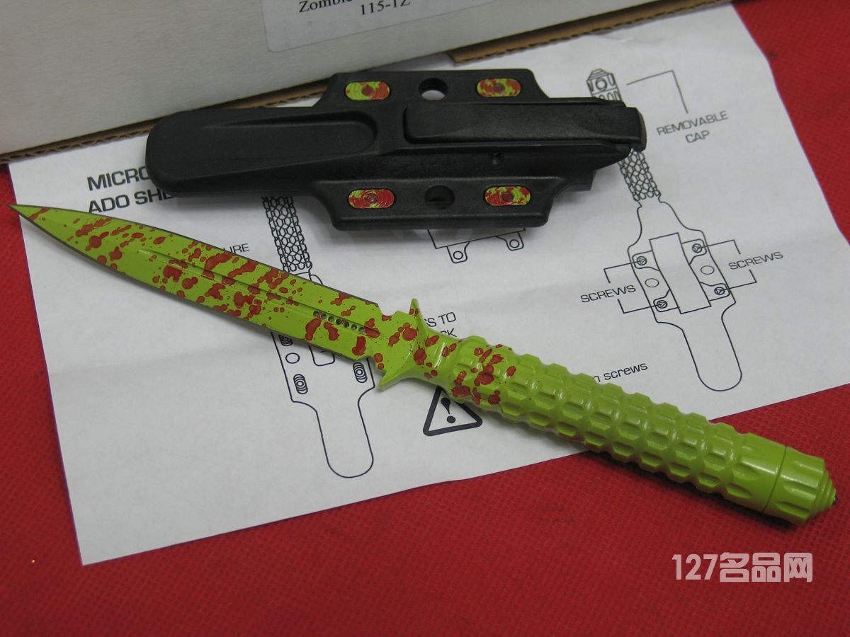 美国微技术MICROTECH 115-1Z僵尸款一体钢双刃战术刀