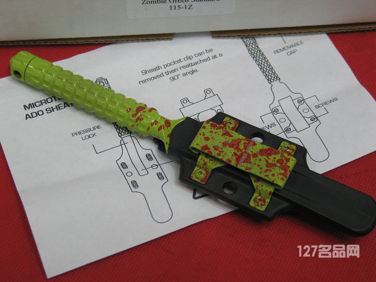 美国微技术MICROTECH 115-1Z僵尸款一体钢双刃战术刀