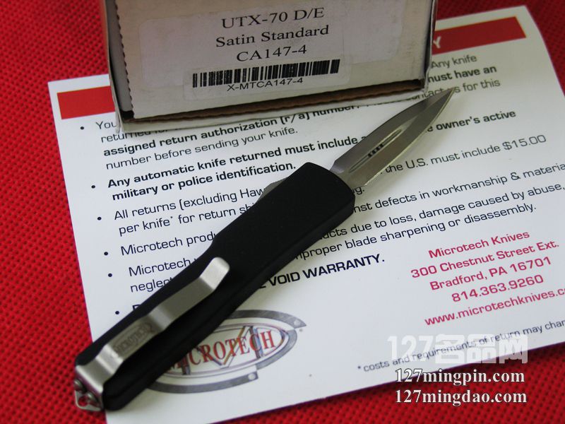 美国微技术MICROTECH CA147-4 UTX-70缎面双锋全刃直跳