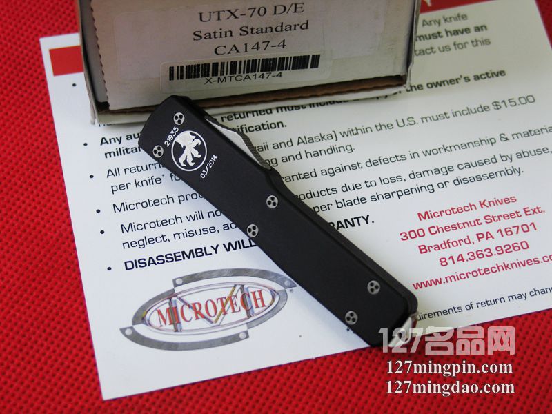 美国微技术MICROTECH CA147-4 UTX-70缎面双锋全刃直跳