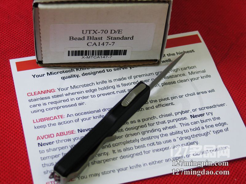 美国微技术MICROTECH CA147-7 UTX-70喷砂面双锋全刃直跳