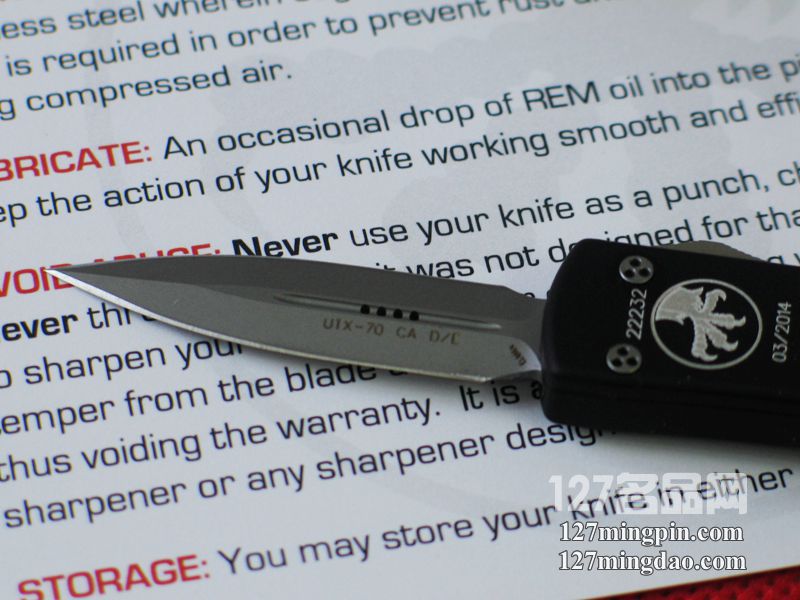 美国微技术MICROTECH CA147-7 UTX-70喷砂面双锋全刃直跳