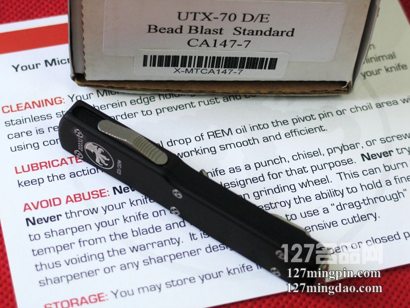 美国微技术MICROTECH CA147-7 UTX-70喷砂面双锋全刃直跳
