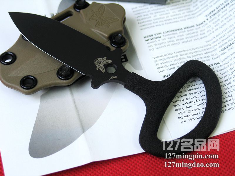 美国蝴蝶BENCHMADE 175BKSN 双刃沙色鞘手刺