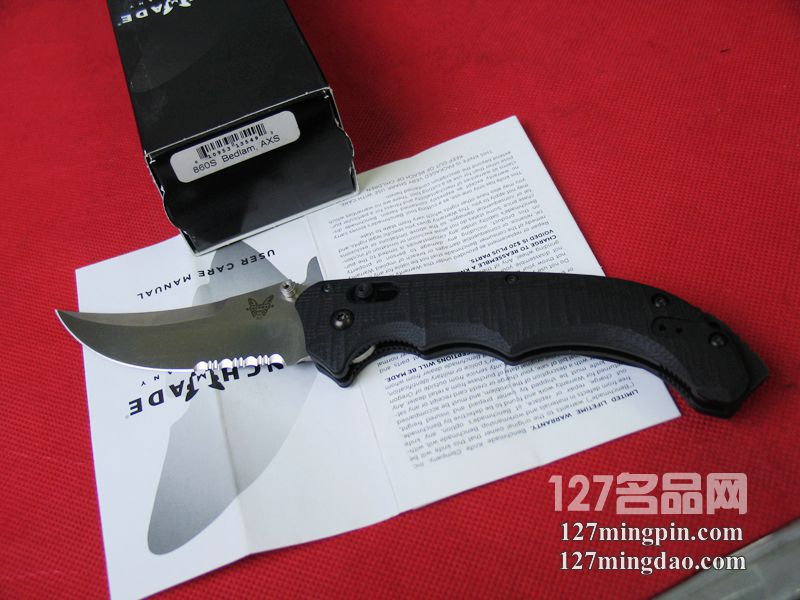 美国蝴蝶BENCHMADE 860S 疯狂格斗型弯刀银色半齿
