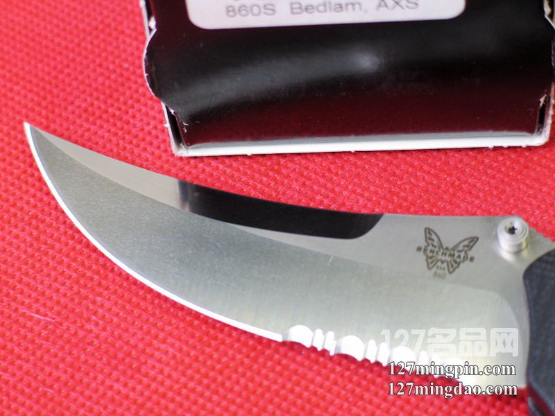 美国蝴蝶BENCHMADE 860S 疯狂格斗型弯刀银色半齿