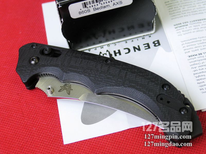 美国蝴蝶BENCHMADE 860S 疯狂格斗型弯刀银色半齿