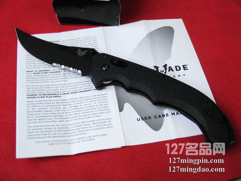 美国蝴蝶BENCHMADE 860SBK 疯狂格斗型弯刀黑色半齿