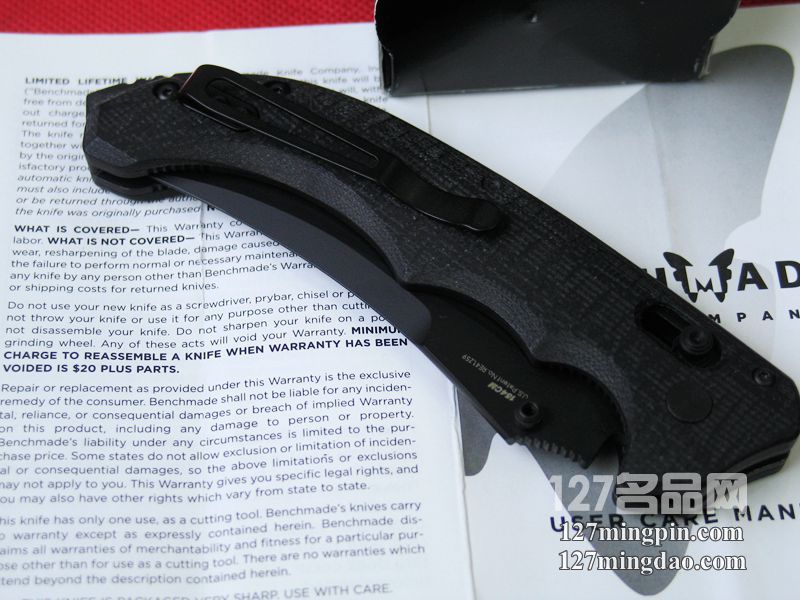 美国蝴蝶BENCHMADE 860SBK 疯狂格斗型弯刀黑色半齿