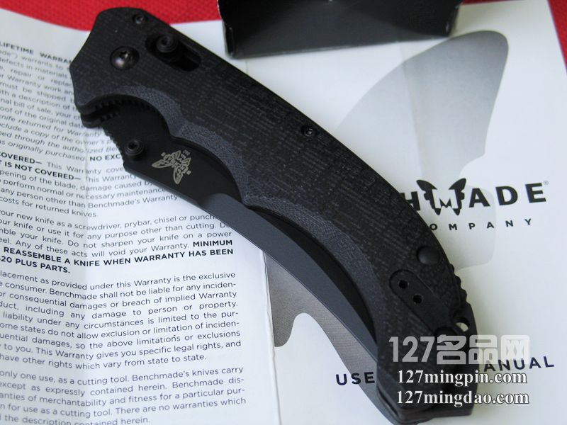 美国蝴蝶BENCHMADE 860SBK 疯狂格斗型弯刀黑色半齿