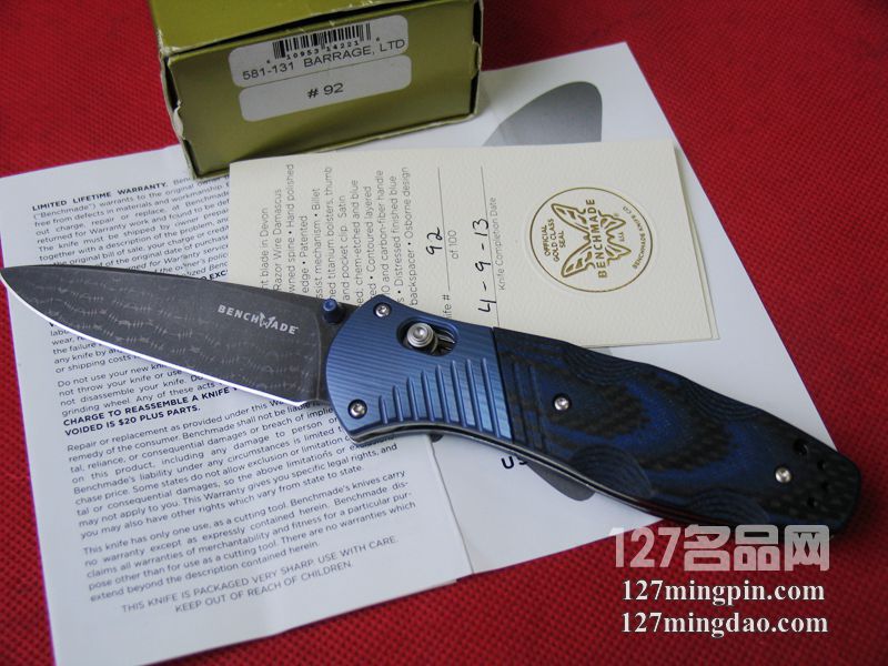 美国蝴蝶BENCHMADE 581-131限量版大马士革钢折刀