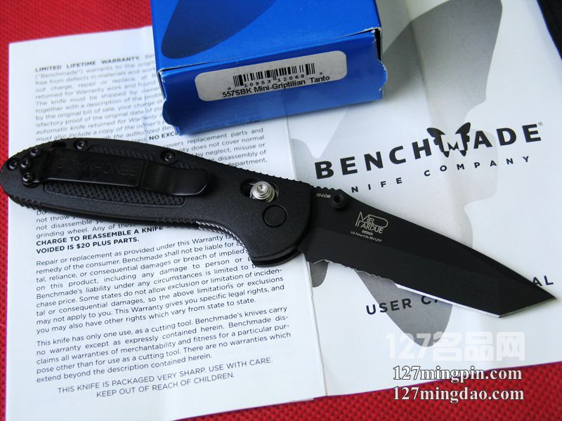 美国蝴蝶BENCHMADE 557SBK迷你支配者 防滑柄半齿战术折刀