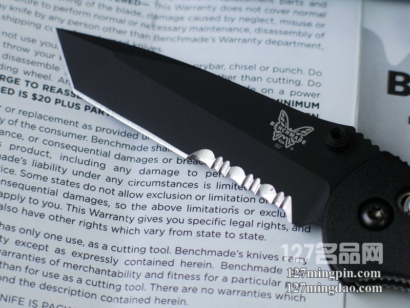 美国蝴蝶BENCHMADE 557SBK迷你支配者 防滑柄半齿战术折刀