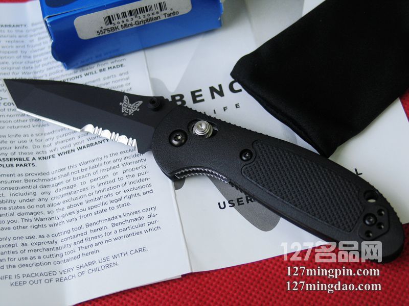 美国蝴蝶BENCHMADE 557SBK迷你支配者 防滑柄半齿战术折刀