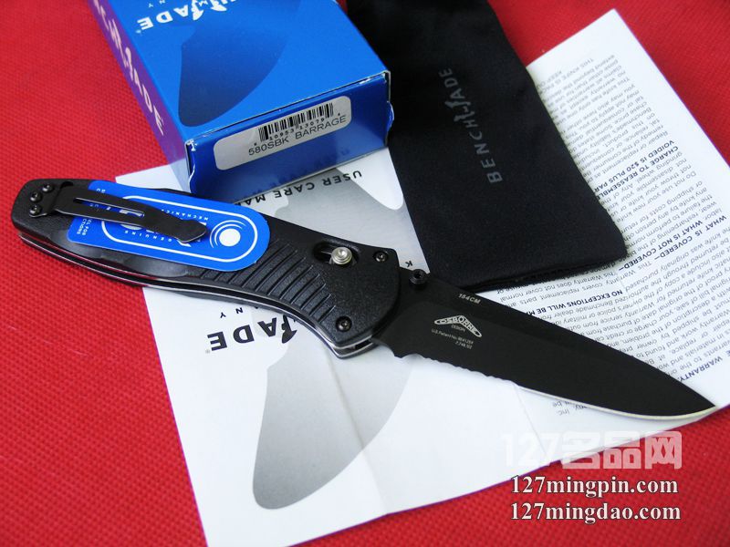 美国蝴蝶BENCHMADE 580SBK 半弹快开战术折刀 