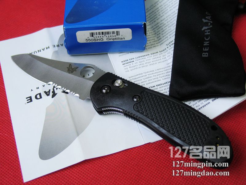 美国蝴蝶BENCHMADE 550SHG 支配者银色凹磨半齿折刀