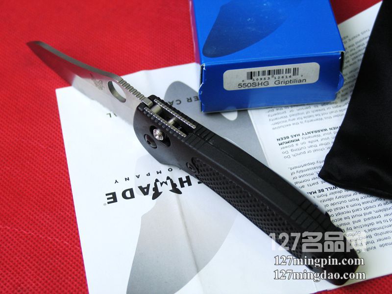 美国蝴蝶BENCHMADE 550SHG 支配者银色凹磨半齿折刀