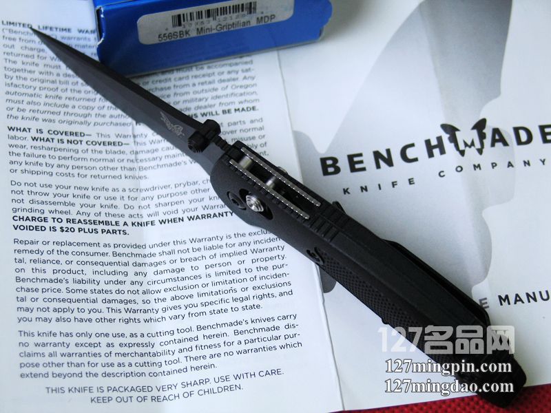 美国蝴蝶BENCHMADE 556SBK 迷你支配者 黑色半齿折刀