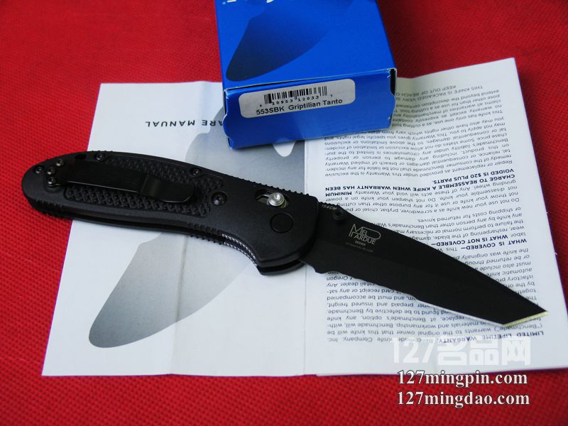 美国蝴蝶BENCHMADE 553SBK支配者 T头黑色半齿折刀