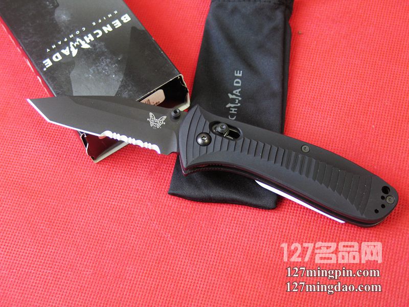 美国蝴蝶BENCHMADE 523SBK 双向止滑手柄头半齿战术折刀