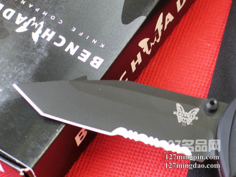 美国蝴蝶BENCHMADE 523SBK 双向止滑手柄头半齿战术折刀