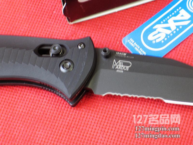 美国蝴蝶BENCHMADE 523SBK 双向止滑手柄头半齿战术折刀