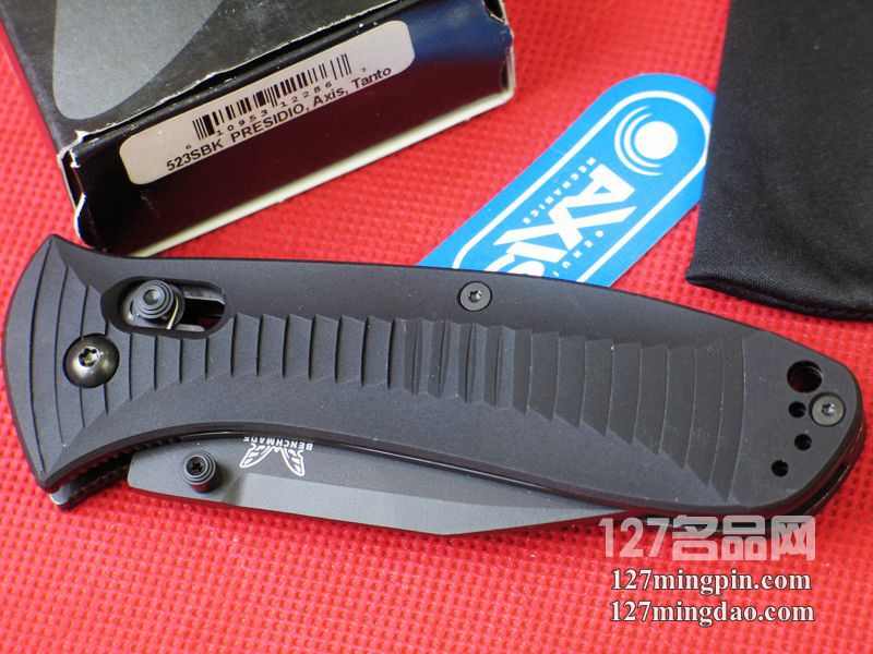 美国蝴蝶BENCHMADE 523SBK 双向止滑手柄头半齿战术折刀