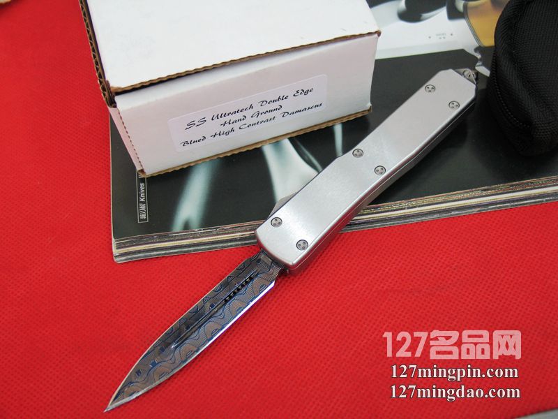 美国微技术MICROTECH D/EOTF蓝色大马士革剑标 定制版直跳