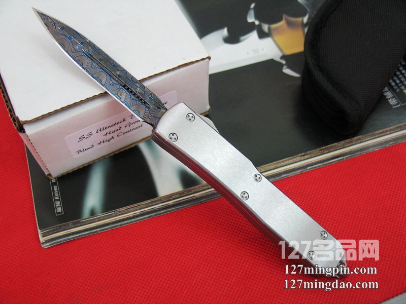 美国微技术MICROTECH D/EOTF蓝色大马士革剑标 定制版直跳