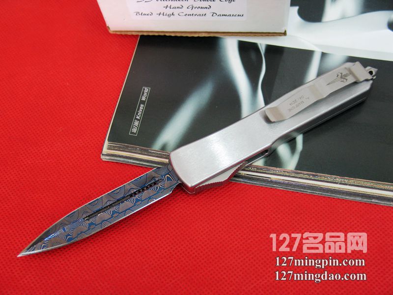 美国微技术MICROTECH D/EOTF蓝色大马士革剑标 定制版直跳