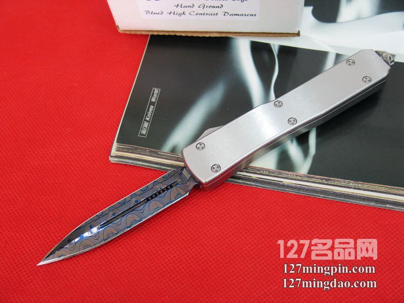 美国微技术MICROTECH D/EOTF蓝色大马士革剑标 定制版直跳