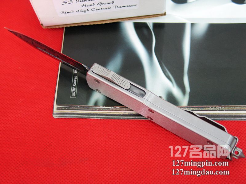 美国微技术MICROTECH D/EOTF蓝色大马士革剑标 定制版直跳