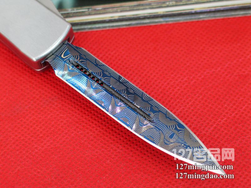 美国微技术MICROTECH D/EOTF蓝色大马士革剑标 定制版直跳