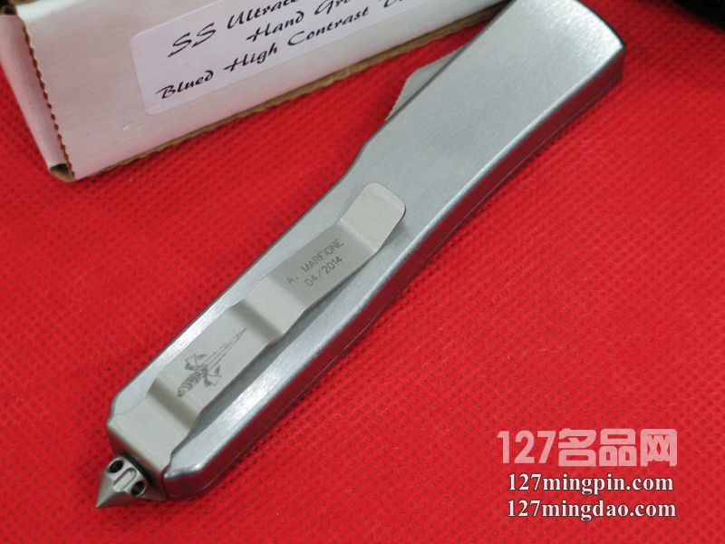 美国微技术MICROTECH D/EOTF蓝色大马士革剑标 定制版直跳