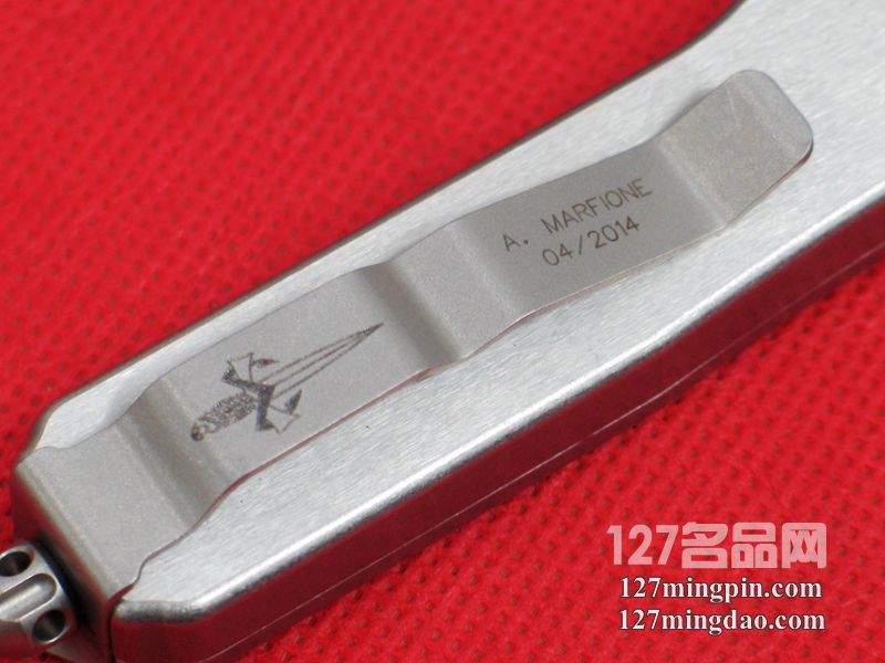 美国微技术MICROTECH D/EOTF蓝色大马士革剑标 定制版直跳