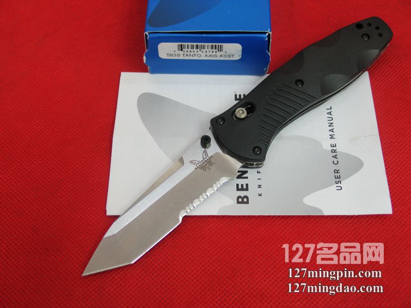 美国蝴蝶Benchmade 583S 半齿助力T头快开折刀