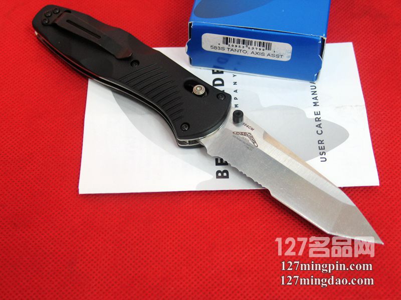 美国蝴蝶Benchmade 583S 半齿助力T头快开折刀
