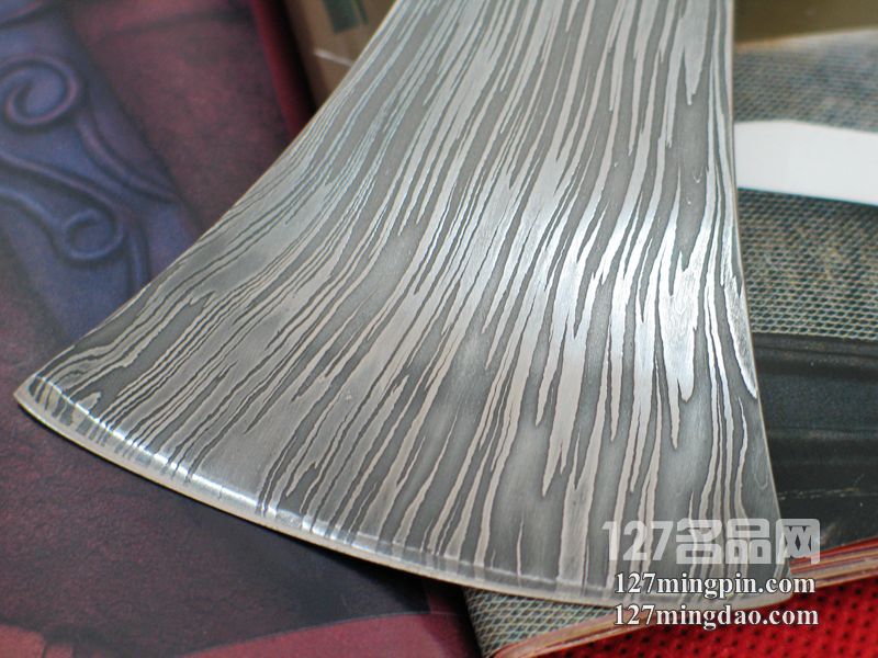 美国手工刀匠"比尔巴克斯顿" 大马士革乌木柄战神斧   