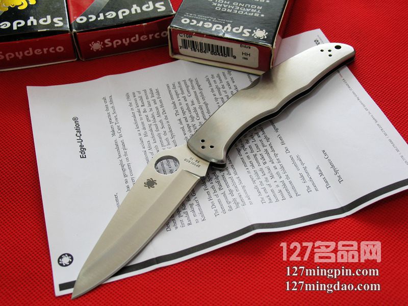 美国蜘蛛SPYDERCO  C10P全钢平刃折刀  127名刀网