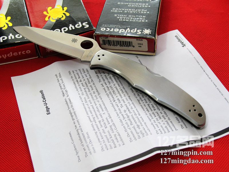 美国蜘蛛SPYDERCO  C10P全钢平刃折刀  127名刀网