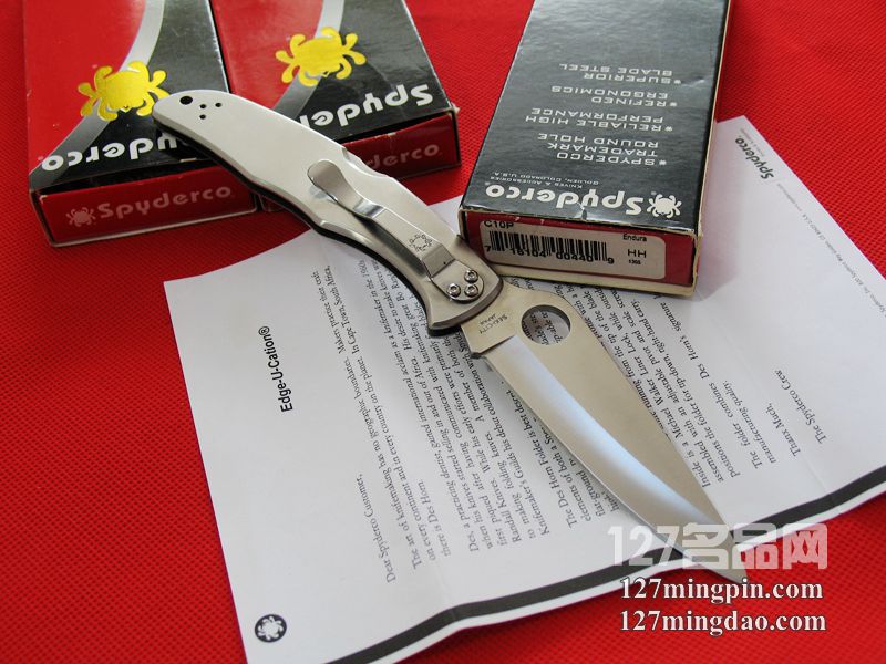 美国蜘蛛SPYDERCO  C10P全钢平刃折刀  127名刀网