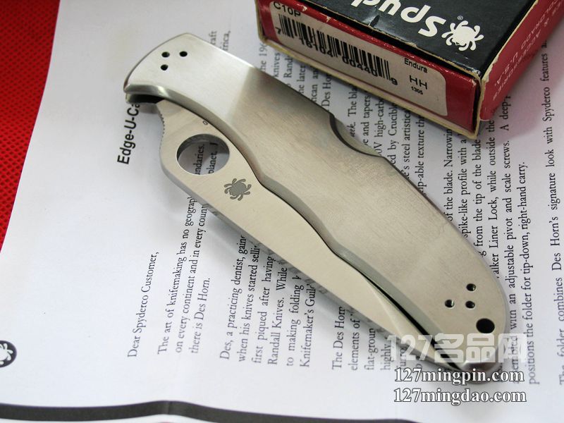 美国蜘蛛SPYDERCO  C10P全钢平刃折刀  127名刀网